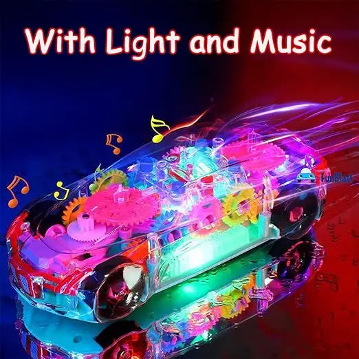 (FREE HOME DELIVERY) Transparent 3D Gear Racing Car Toy β Light & Sound Educational Toy for Kids