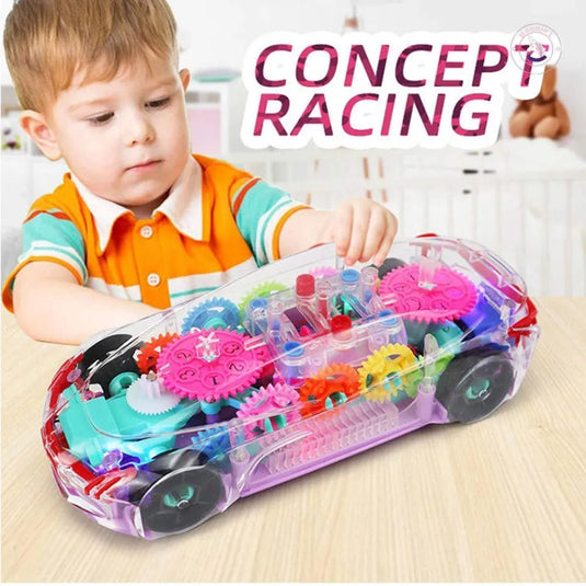 (FREE HOME DELIVERY) Transparent 3D Gear Racing Car Toy β Light & Sound Educational Toy for Kids