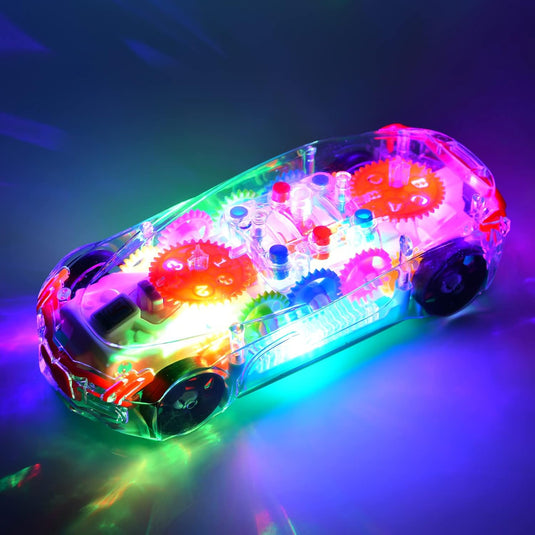 (FREE HOME DELIVERY) Transparent 3D Gear Racing Car Toy β Light & Sound Educational Toy for Kids