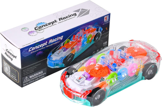 (FREE HOME DELIVERY) Transparent 3D Gear Racing Car Toy β Light & Sound Educational Toy for Kids