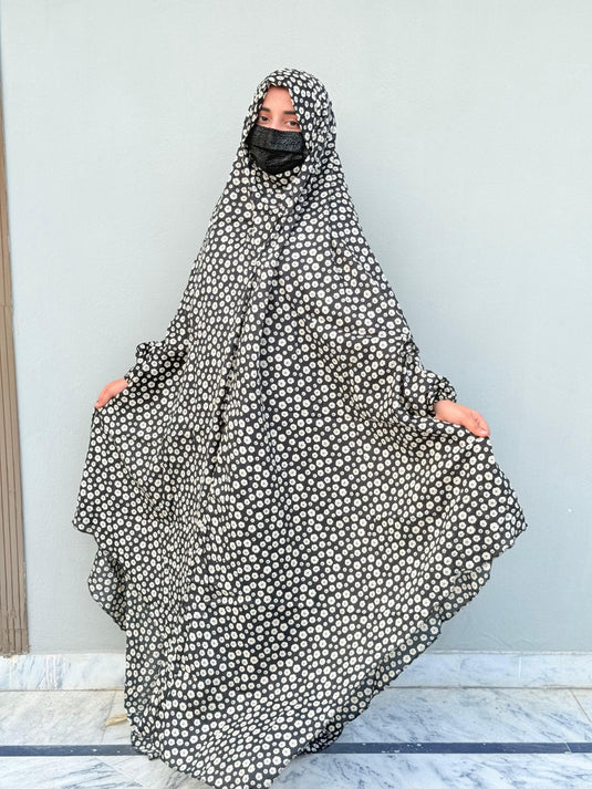 Full Coverage Printed Namaz Chadar with Sleeves-Full Length