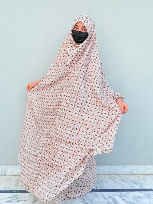 Full Coverage Printed Namaz Chadar with Sleeves-Full Length