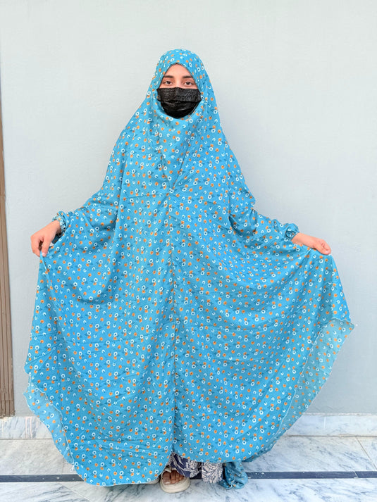 Full Coverage Printed Namaz Chadar with Sleeves-Full Length