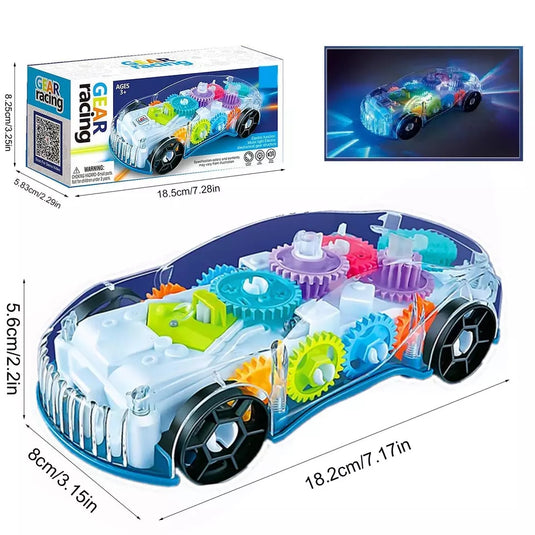 (FREE HOME DELIVERY) Transparent 3D Gear Racing Car Toy β Light & Sound Educational Toy for Kids