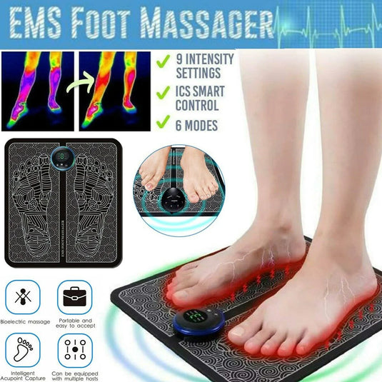 Rechargeable Portable EMS Electric Foot Massage Pad Feet Simulator