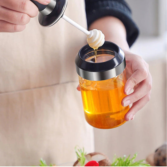 250ml Kitchen Condiment Jar Glass Seasoning Bottle With Honey Brush