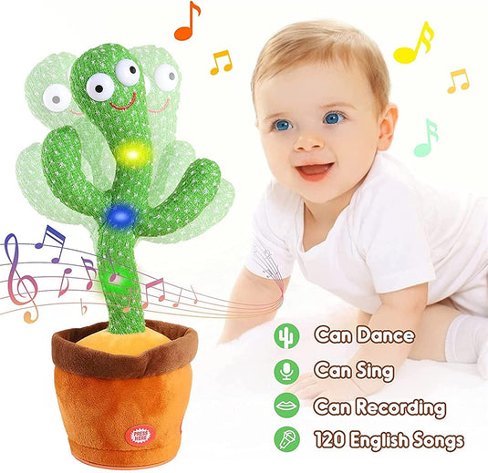 Dancing Cactus Toy with Recording - Rechargable /Cell Operated Plush Funny Electronic Shaking Cactus Singing Dancing