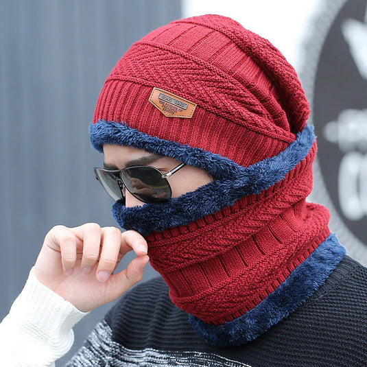 Beanie Cap Set, Wool cap with neck warmer
