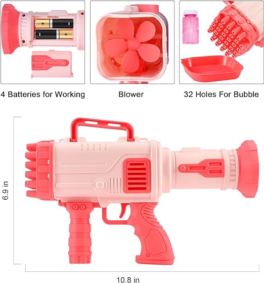 Bazooka Bubble Gun Bubble Maker Machine with 32 Holes