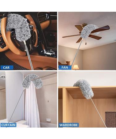 Flexible Microfiber Feather Duster Kit with 30-100 Inches Telescoping Extension Pole