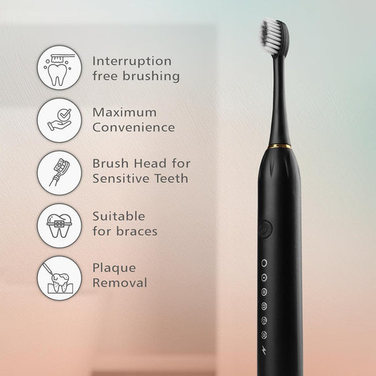( FREE HOME DELIVERY ) Rechargeable X3 Sonic Electric Tooth brush| USB Fast Charging Toothbrush with 6 Modes Deep Cleaning Whitening & Gum Care