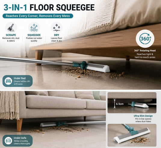 ( FREE HOME DELIVERY ) Multifunctional Magic Broom Sweeper Magic Broom Silicone Floor Wiper-180° Rotating Squeegee