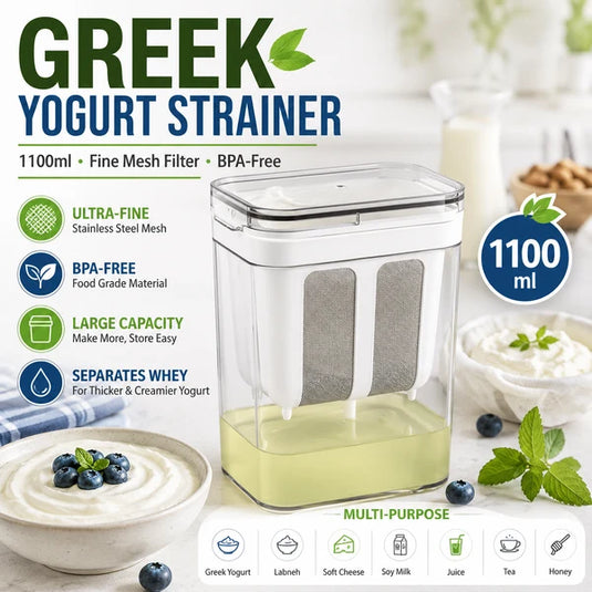 ( FREE HOME DELIVERY ) Homemade Greek Yogurt Maker 1100ml | Multipurpose Food Filter Strainer