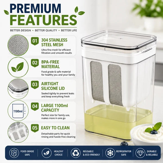 ( FREE HOME DELIVERY ) Homemade Greek Yogurt Maker 1100ml | Multipurpose Food Filter Strainer