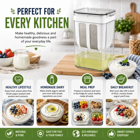 ( FREE HOME DELIVERY ) Homemade Greek Yogurt Maker 1100ml | Multipurpose Food Filter Strainer