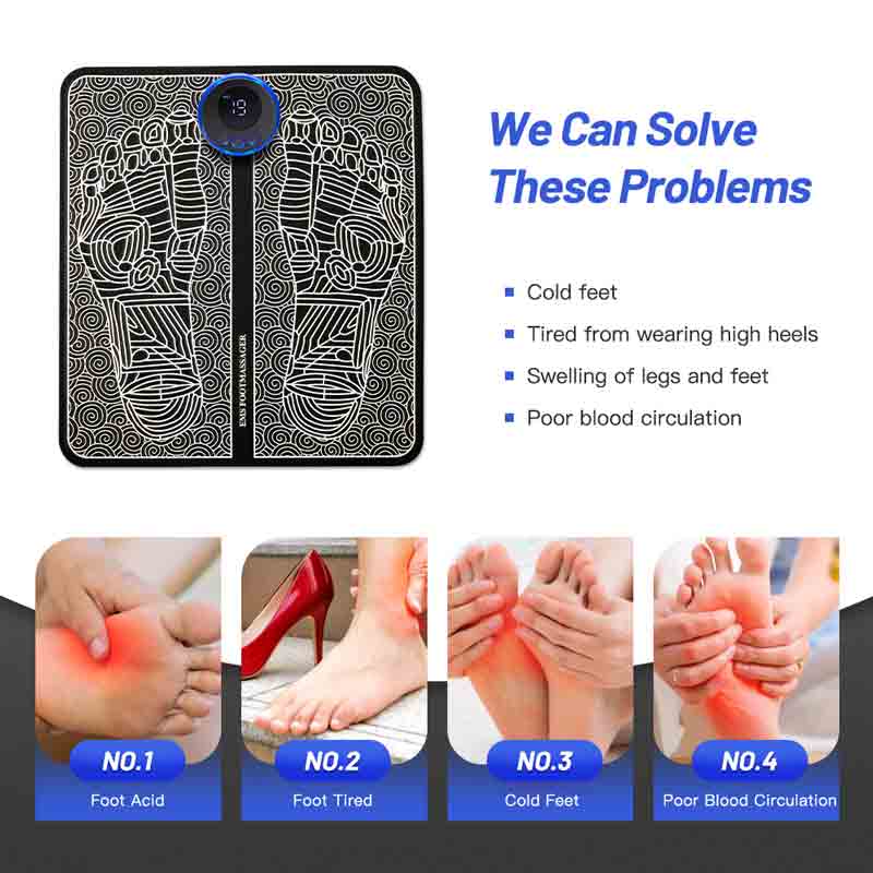 Rechargeable Portable EMS Electric Foot Massage Pad Feet Simulator