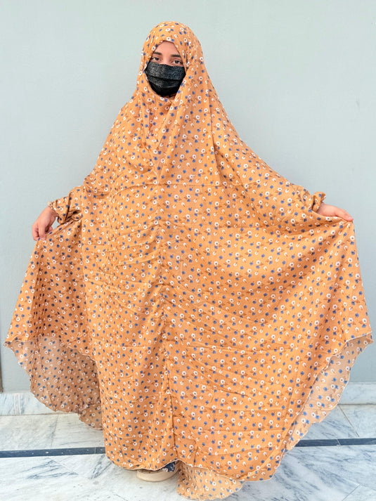 Full Coverage Printed Namaz Chadar with Sleeves-Full Length