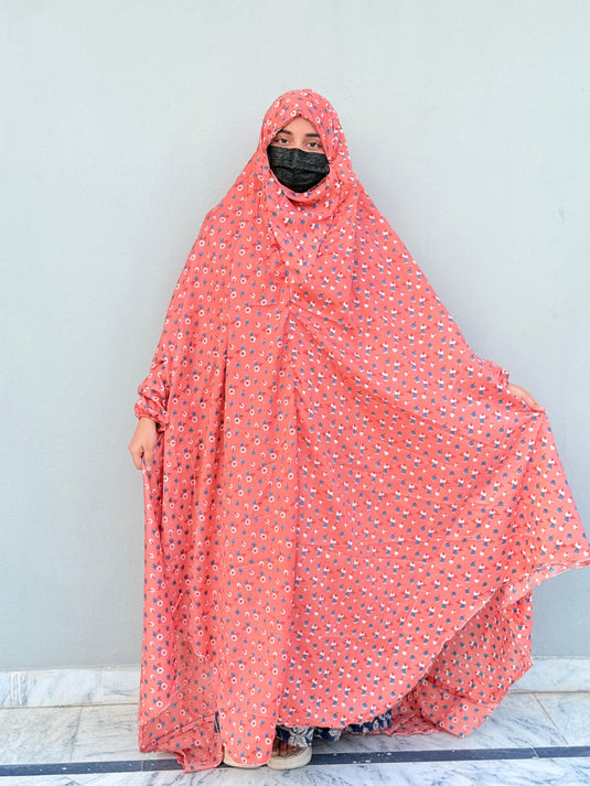 Full Coverage Printed Namaz Chadar with Sleeves-Full Length