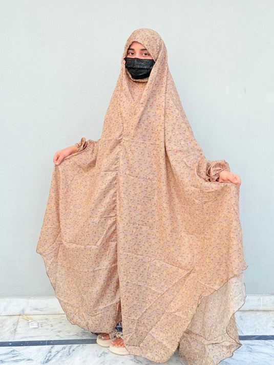 Full Coverage Printed Namaz Chadar with Sleeves-Full Length