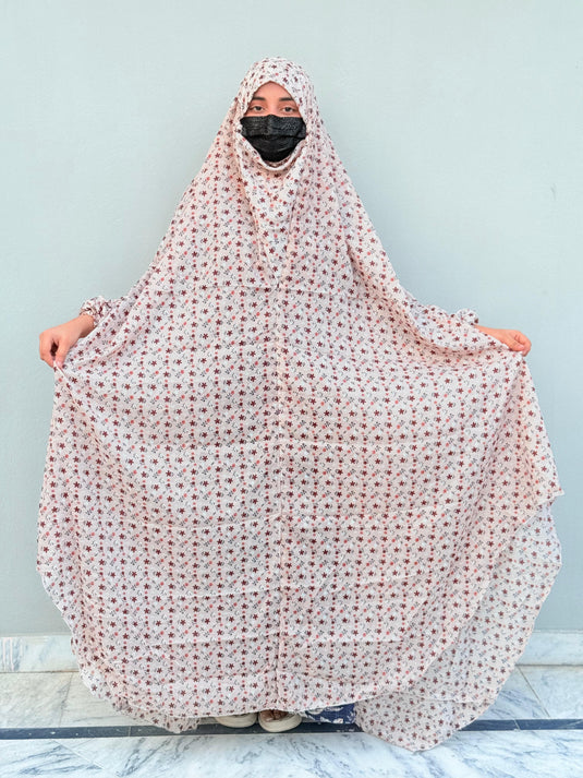 Full Coverage Printed Namaz Chadar with Sleeves-Full Length