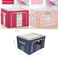 55- Litre Capacity Folding Cloth Steel Frame Clothing Storage Bag Folding Organizer Box Storage Bag