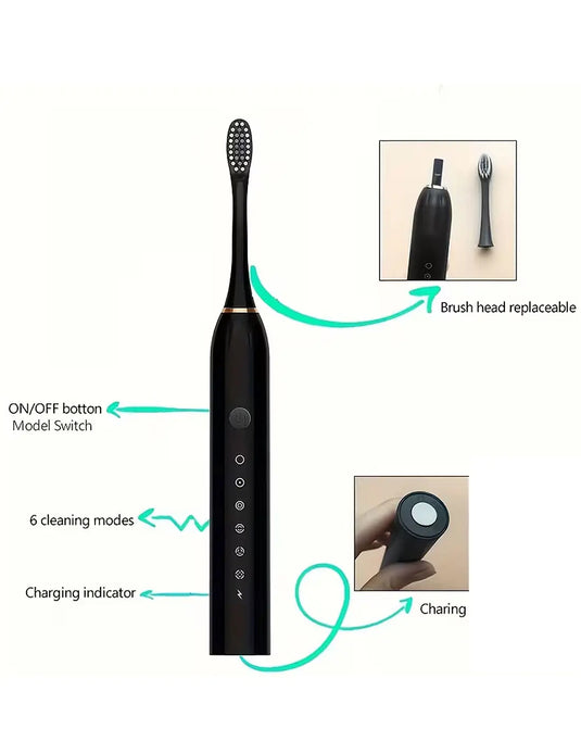 ( FREE HOME DELIVERY ) Rechargeable X3 Sonic Electric Tooth brush| USB Fast Charging Toothbrush with 6 Modes Deep Cleaning Whitening & Gum Care