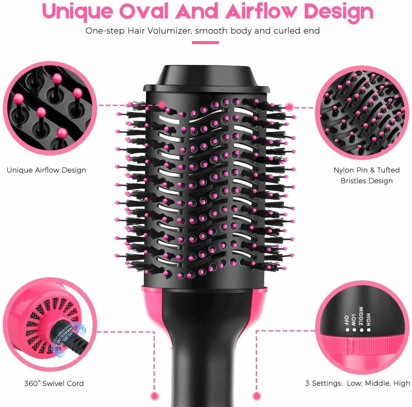 4-in-1 Electric Blow Hair Curler Dryer and Styler Comb Air Brush Straightener