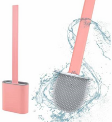 Silicone Toilet cleaner Brush non-Slip Long Handle with Toilet Brush Holder