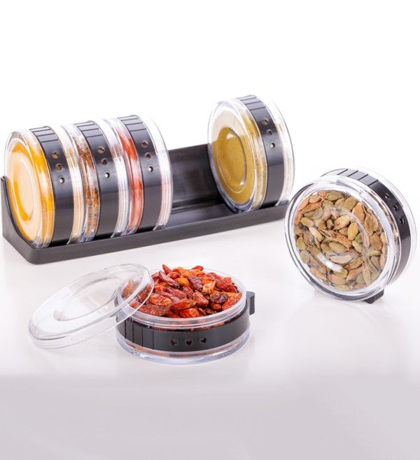 Cylinder Spice Rack Seasonings Tray-Set Of 6