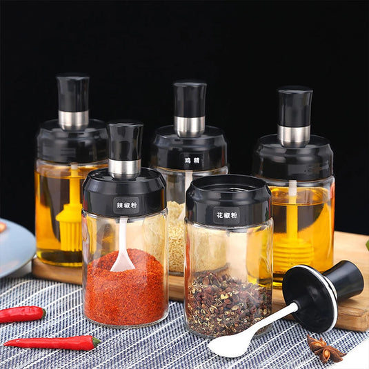 250ml Kitchen Condiment Jar  Glass Seasoning Bottle With Spoon