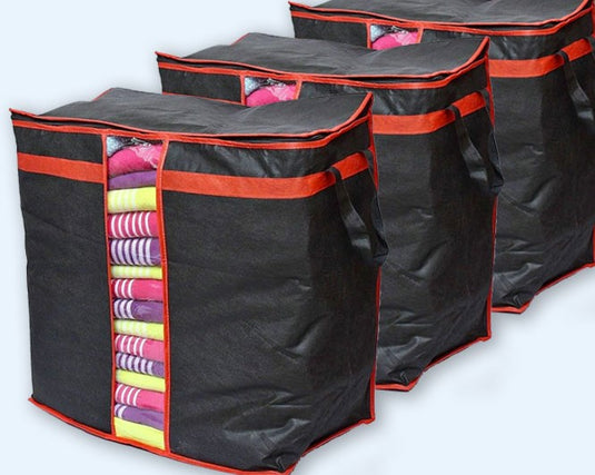 (Pack of 3 ) Storage Bag, Space Saving Item, High Quality Bags, Folding Bag Organizer, Cloth Storage Boxes for Wardrobe.