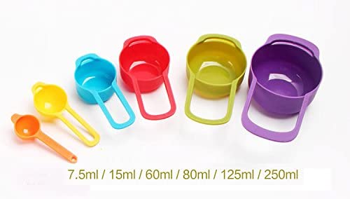 6-Piece Plastic Measuring Spoon and Cup Set, Multicolor