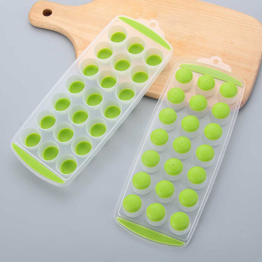 (Pack of 2) 21 Round Slots Diy Ice Cube Tray Summer Ice Mold Soft Silicone Ice Cream Tools