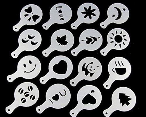 Pack Of 32 Coffee Decorating Stencils, Create Professional Designs