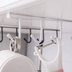 (Pack of 2) 6 Hooks Storage Shelf Wardrobe Cabinet Metal Under Shelves Mug Cup Hanger Bathroom Kitchen Organizer Hanging Rack Holder