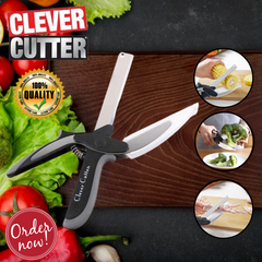 Stainless Steel Multi-Function Clever Scissors Cutter 2 in 1 Knife & Cutting Board Utility Cutter