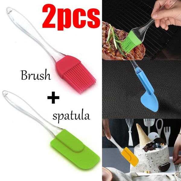 2 PCS silicone BBQ Oil Brush with Spatula
