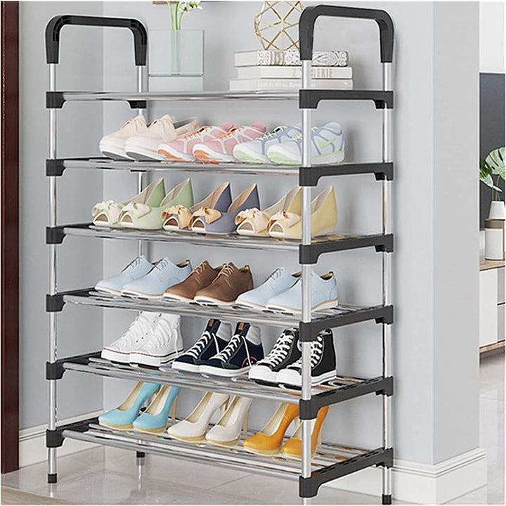 6 Layer shoe rack Tier Colored stainless steel Stackable shoe rack org