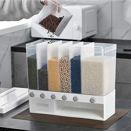 Rice Dispenser Wall-Mounted Dry Food Dispenser Rice Bucket Grain Storage Container Cereal Dispenser for Home Kitchen
