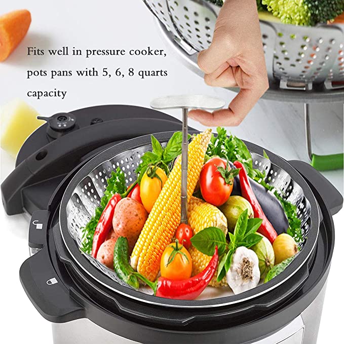 Stainless Steel Folding Steamer Basket Set Food Basket Mesh Vegetable Cooker Steamer