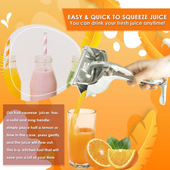Manual Fruit Juicer, Portable StainlessSteel Lemon Orange Fruit Squeezer