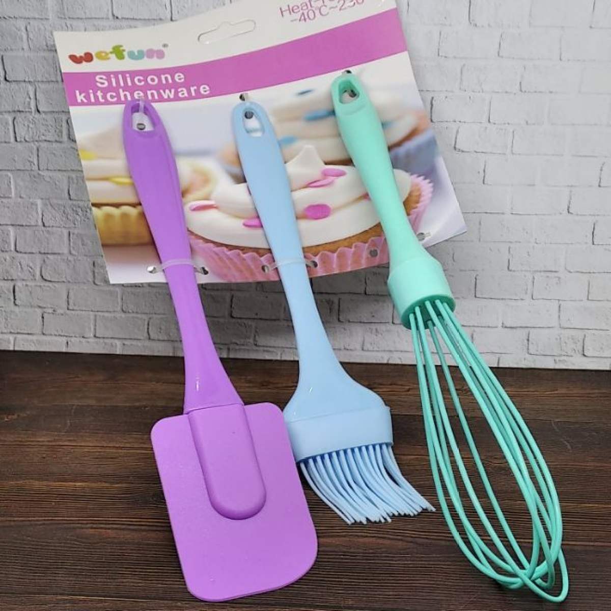 Silicon Egg Beater Spatula and Baking Brush with Clear Handle Tool 3in1 Set BAKINGWARE