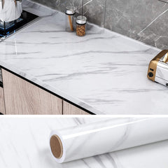 (Pack of 5) Self Adhesive White Marble Sheet for Kitchen / Waterproof Anti Oil & Heat Resistant Wallpaper Sheet (2 Feet x 6.5 feet)