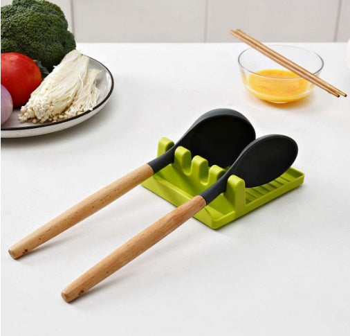(Pack of 2) Kitchen Spoon Holders Fork Spatula Rack Shelf Organizer Plastic Spoon Rest Chopsticks Holder