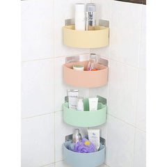 (Pack of 3) Adhesive Triangle Corner Shelves Plastic Bathroom Kitchen Storage Organize Shelf Rack