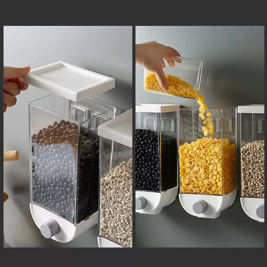 Wall mounted Food cereal Jar, 1000ML Easy Press Kitchen Food Storage Container