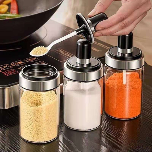 250ml Kitchen Condiment Jar  Glass Seasoning Bottle With Spoon