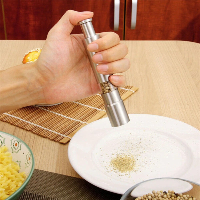 Stainless Steel Salt and Pepper Push Button Thumb Grinder