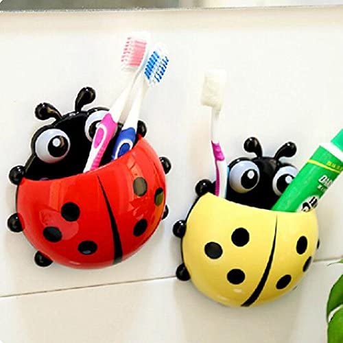 Wall Mounted Cute Colourful Ladybug Toothpaste Holder (Pack of 3)