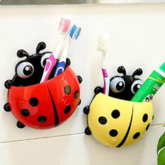 Wall Mounted Cute Colourful Ladybug Toothpaste Holder